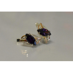 Срібна каблучка Sil з золотими пластинами 114s-2 Аметист (Sil-834) Київ