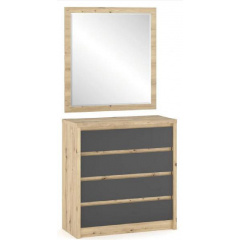 Комод + дзеркало Меблі сервіс Домініка 4Ш Артісан + Сірий Дніпро