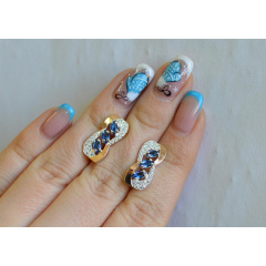 Серебряные серьги Sil с золотыми пластинами 120s-13 Танзанит (Sil-811) Вознесенск