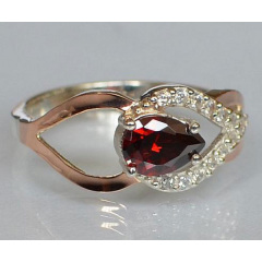 Серебряное кольцо Sil с золотыми вставками Гранат (Sil-128) Ковель