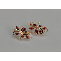 Серебряные серьги Sil с золотыми вставками 151s-10 Гранат (Sil-1084) Луцк