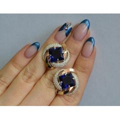 Серебряные серьги Sil с золотыми накладками 130s-15 Танзанит (Sil-746) Киев