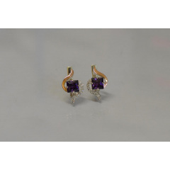 Серебряные серьги Sil с золотыми накладками 118s-15 Фиолет (Sil-831) Никополь