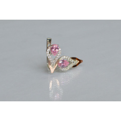 Серебряные серьги Sil с золотыми накладками 132s-7 Розовый (Sil-722) Прилуки