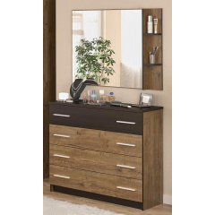 Комод + дзеркало Меблі Сервіс 4Ш Вероніка Дуб апріл + Венге темний Вінниця