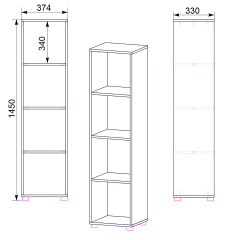 Шкаф книжный Компанит КШ-23 Яблоня 37,4х33х145 см Долина