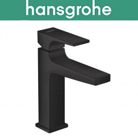 Смеситель Hansgrohe (art 32507670) для раковины однорычажный с сливным клапаном Push-Open, Metropol 110, Чёрный мат