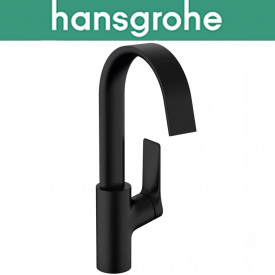 Смеситель Hansgrohe (art 75030670) для раковины однорычажный с поворотным изливом и сливной гарнитурой, Vivenis 210, Чёрный мат