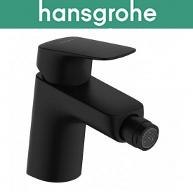 Смеситель однорычажный Hansgrohe (art 71204670 ) для биде Logis с сливным набором, чёрный мат