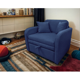 Крісло Tobi Sho Юніор-0.7 розкладне м'яке для дітей велюр Magic Navy, 880х800х800 мм