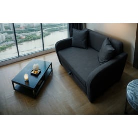 Диван Tobi Sho Юніор-1.4 для вітальні розкладний м'який велюр Magic Grafite, 1580х800х800 мм