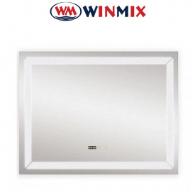 Дзеркало для ванної кімнати Winmix LIGHT MR01-80x60 (з LED-підсвічуванням, годинник, антизапотівання)
