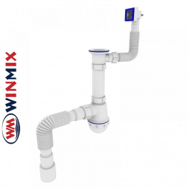 Сифон для кухни SK-04-А 1 1/2" (40) с резьбой выпуском и прямым переливом, Winmix Польша