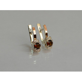Серебряные серьги Sil с золотом 137s-16 Гранат (Sil-1234)