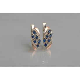 Срібні сережки Sil із золотими пластинами 116s-5 Танзаніт (Sil-1255)