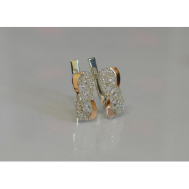 Серебряные серьги Sil с золотыми пластинами 120s-3 Прозрачный (Sil-801)