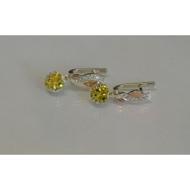 Сережки Sil Серце в руках 102s-13 Перидот Жовтий (Sil-944)