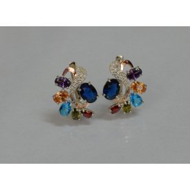 Срібні сережки Sil із золотими накладками 153s-3 Різнокольоровий (Sil-1047)