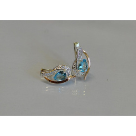Серебряные серьги Sil с элементами золота 078s-10 Голубой (Sil-926)