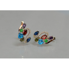 Срібні сережки Sil із золотими пластинами 152s-1 Різнокольоровий (Sil-1060)