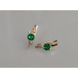 Срібні сережки з зеленими вставками 134s-1 Зелений (Sil-1188)