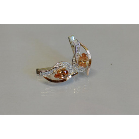 Серебряные серьги Sil с элементами золота 078s-9 Шампань (Sil-925)