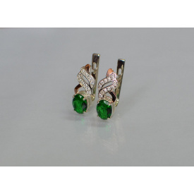 Срібна каблучка Sil з золотими накладками 117s-9 Зелений (Sil-767)