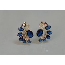 Срібні сережки з фіанітами 153s-11 Танзаніт (Sil-1055)