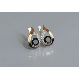 Срібна каблучка Sil з золотими накладками 144s-9 Чорний (Sil-1164)