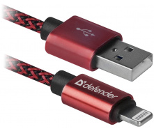 Кабель Defender ACH01-03T PRO USB2.0, AM-Lightning Red 1m (87807) (6499802)