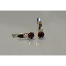 Серебряные серьги Sil с золотыми вставками 124s-4 Гранат (Sil-777)