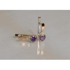 Серебряные серьги Sil с золотом 140s-9 Аметист (Sil-697)