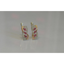 Серебряные серьги Sil с золотыми пластинами 120s-11 Розовый (Sil-809)