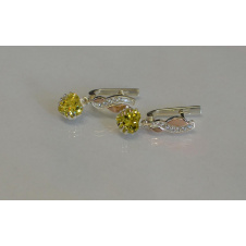 Серьги Sil Сердце в руках 102s-13 Перидот Желтый (Sil-944)