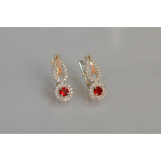 Серебряные серьги Sil с золотыми пластинами 135s-2 Красный (Sil-1173)