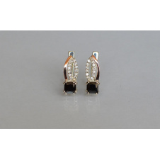 Серебряные серьги Sil с золотыми вставками 136s-13 Черный (Sil-1247)