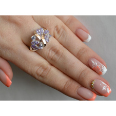 Серебряное кольцо Sil с золотыми вставками Аметист (Sil-124)