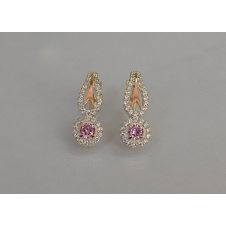Серебряные серьги Sil с золотыми пластинами 135s-15 Розовый (Sil-1186)