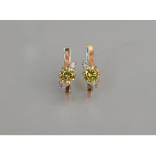 Серебряные серьги Sil с золотыми вставками 134s-13 Желтый (Sil-1200)