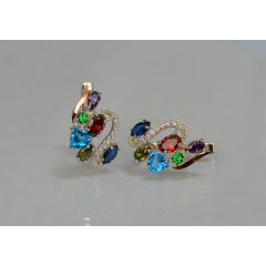 Серебряные серьги Sil с золотыми пластинами 152s-1 Разноцветный (Sil-1060) Дніпро