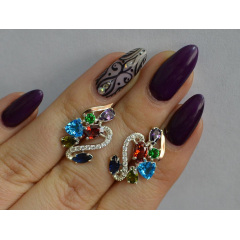 Серебряные серьги Sil с золотыми пластинами 152s-1 Разноцветный (Sil-1060) Дніпро