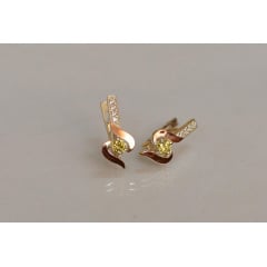 Серебряные серьги Sil с золотыми вставками 142s-6 Желтый (Sil-1133) Курінь