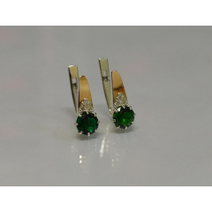 Серебряные серьги Sil с золотыми вставками 124s-5 Зеленый (Sil-778) Київ