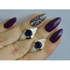 Серебряные серьги Sil с золотыми вставками 145s-3 Танзанит (Sil-1015) Київ