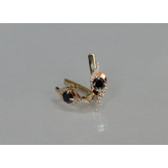 Серебряные серьги Sil с золотыми накладками 128s-5 Черный (Sil-1033) Кам'янське