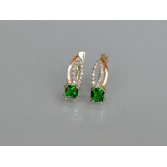 Серебряные серьги Sil с золотыми вставками 136s-1 Зеленый (Sil-1235) Чернигов