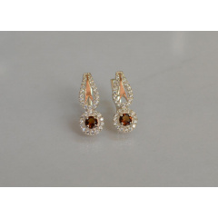 Серебряные серьги Sil с золотыми пластинами 135s-16 Коричневый (Sil-1187) Жмеринка