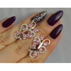 Серебряные серьги Sil с золотыми вставками 151s-14 Фиолет (Sil-1088) Весёлое