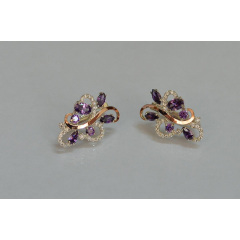 Серебряные серьги Sil с золотыми вставками 151s-8 Фиолет (Sil-1082) Київ