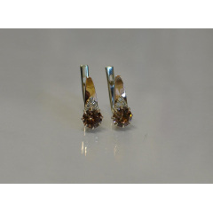 Серебряные серьги Sil с золотыми вставками 124s-10 Коричневый (Sil-783) Черкассы